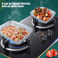 Conteneurs alimentaires jetables carrés de 9 pouces en aluminium 1440ml boîtes de plateau Tiffin plaques d'emballage de fast-food pour fast-foods