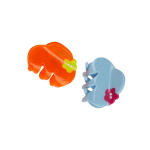 Pinza de Pelo de Acetato con Diseño Floral en Patchwork, Naranja, Verde, Rosa, Azul, para Usar en la Parte Trasera, Delantera o Lateral, para Uso Diario, Decorativa - Product Image 5