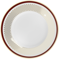 Service de table de luxe en porcelaine fine rouge et or, motif géométrique, assiettes, bols, tasses, pour hôtels, restaurants, mariages