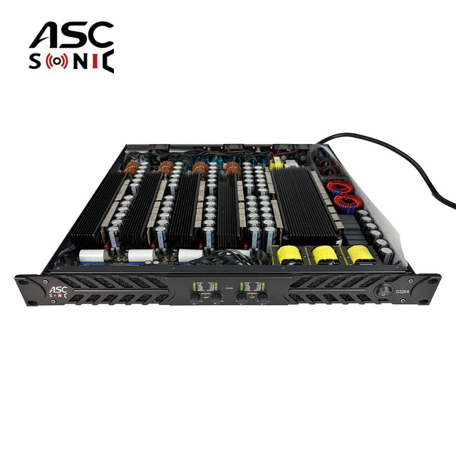 ASCSONIC D32K4 4x3200W RMS 1U 4-Channel High Power Subwoofer Digital Amplifier Class D Neutrik SpeakON for Live Concerts 2-Year