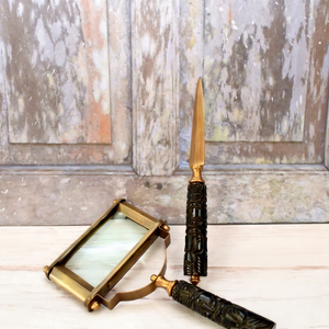 Vintage Brass Handheld Magnifying <b>Glass</b> Antique Style <b>Reading</b> Magnifier Decorative Desk Accessory Gift Wholesale - Product Image 1
