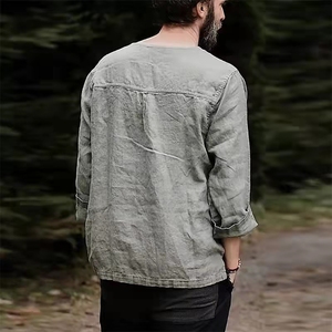 Nuove magliette da <span class=keywords><strong>uomo</strong></span> <span class=keywords><strong>in</strong></span> <span class=keywords><strong>lino</strong></span> S-3XL scollo a V <span class=keywords><strong>in</strong></span> tinta unita Casual <span class=keywords><strong>in</strong></span> cotone a maniche lunghe per la stagione autunnale - Product Image 6