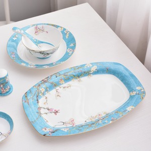 New Chinese Style Ceramic Dinnerware <b>Set</b> With Blue Floral Patter 52pcs <b>Serving</b> <b>Dish</b> Handpainted Dishwasher Safe - Product Image 6