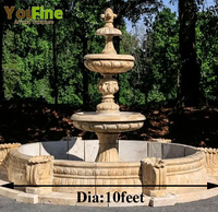 Fontaine d'eau à 4 niveaux en marbre naturel, cascade décorative extérieure sculptée pour hôtel, villa, propriété