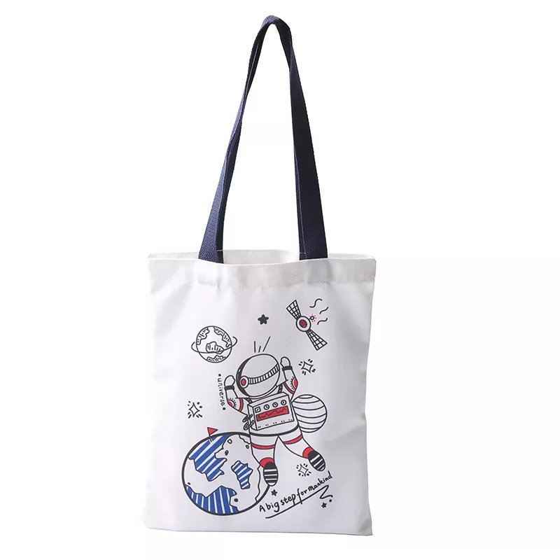 Foldable personalized printed korean organic eco cute canvas tote bag in stock
