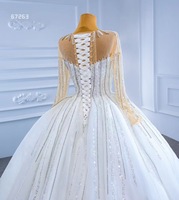 Feishiluo robe de mariée de luxe pour femmes robe de bal ivoire en gros avec manches longues paillettes et décorations florales en organza