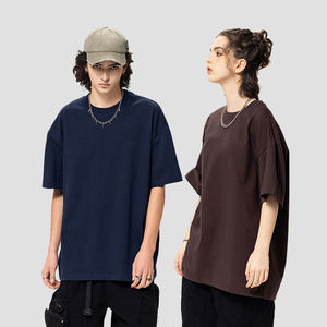Vente en gros T-Shirt lourd oversize unisexe 305 Gsm épais 100% coton imprimé Logo épaule tombante Streetwear décontracté pour hommes - Product Image 1
