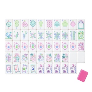 NUEVO Juego <span class=keywords><strong>de</strong></span> Mahjong Americano Moderno <span class=keywords><strong>de</strong></span> 4 Capas <span class=keywords><strong>de</strong></span> Acrílico, 160 Fichas, Diseño Floral Pastel con Estampado <span class=keywords><strong>de</strong></span> León, Plegable y Resistente, para Fiestas en Casa - Product Image 4