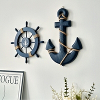Rustikales Holz-Schiffslenkrad und Anker Wanddekor-Set, Stilleben-Design, 2-teilig, Mediterranes Nautisches Thema für Hochzeiten und Geburtstage