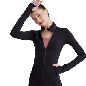 2024 automne hiver nouveau <span class=keywords><strong>Lulu</strong></span> Yoga vêtements veste femmes haute fermeture éclair poche hauts de sport tricoté <span class=keywords><strong>Cardigan</strong></span> course Fitness Europe US - Product Image 4