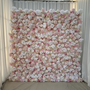 ดอกไม้ประดิษฐ์ติดผนัง3D T-FW069แบบม้วนหรูหราพื้นหลัง8x8ft ผนังแผงดอกไม้ผนังสำหรับตกแต่งงานแต่งงาน - Product Image 1