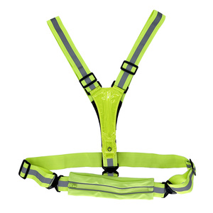 Khả năng hiển thị cao USB có thu phí chạy phản quang LED ánh sáng vest với túi điện thoại LED nhấp nháy an toàn Vest Ngoài trời Túi - Product Image 1