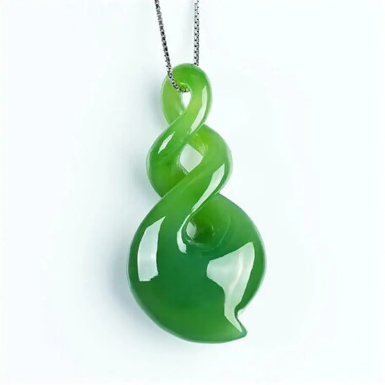 Nouveau pendentif torsadé en Jade de néphrite naturelle, à la mode, sculpté à la main, symbole de l'infini porte-bonheur, collier torsadé