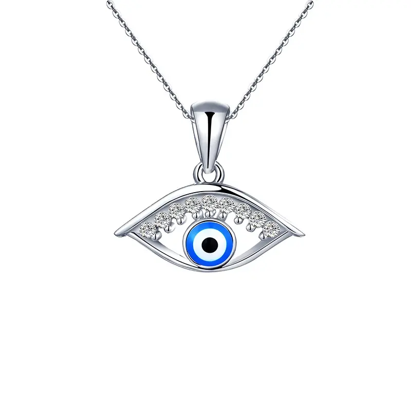 Fine Sterling Silver 925 Jewelry Wholesale Enamel Charm Pendants with Zircon Enamel eye Pendant