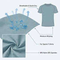Tissu tricoté respirant à séchage rapide, extensible dans les quatre sens, 80 % nylon, 20 % élasthanne, pour t-shirts, polos, vêtements de sport