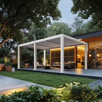 Pérgola de Jardín Moderna Impermeable con Techo de Láminas Ajustables por Control Remoto, Sistema Bioclimático de Aluminio para Sombreado de Terrazas