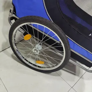 Reboque de bicicleta de alta qualidade 16" Reboque de carga de bicicleta com roda grande Cor dupla laranja e cinza Reboque de bicicleta para animais de estimação