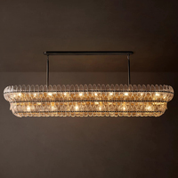 Lustre moderne de luxe de 54 pouces, grand luminaire suspendu pour îlot de cuisine, salle à manger, lustre linéaire en verre transparent