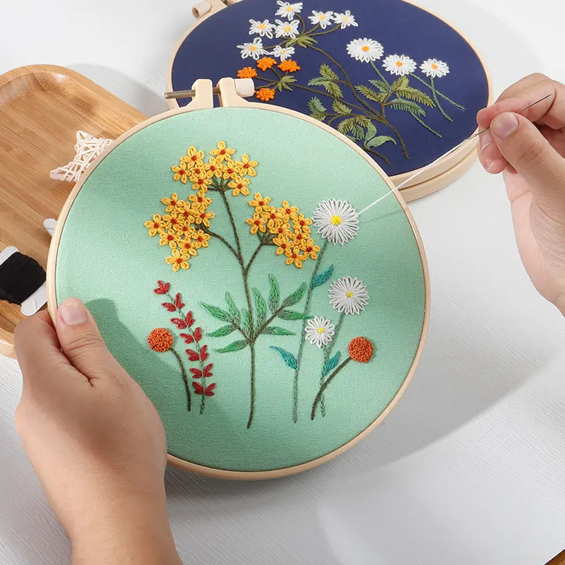 HOT Selling Handmade Embroidery Set Needlework Flower pattern Sewing Craft kit For Beginners DIY Embroidery Kits