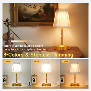 Lámpara de lectura de luz cálida recargable dorada de tela simple, lámpara de mesa personalizada de Ambiente, lámpara de mesa de barra Retro LED - Product Image 5