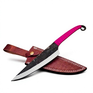 Couteau de chef industriel forgé à la main en acier à haute teneur en carbone de 13 pouces, pointe tombante, poignée Viking, étui en cuir, OEM/ODM - Product Image 1
