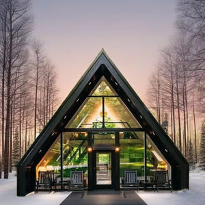 Modulare prefabbricata A doppio strato struttura in acciaio leggero A-Frame con soffitta triangolare Villa di lusso per <span class=keywords><strong>casa</strong></span> prefabbricata - Product Image 3