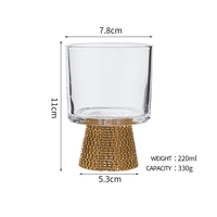 Nouveau Design vente en gros de haute qualité diamant Style nordique Transparent or cristal verre à boire poignée diamant verre à vin tasse