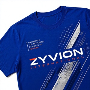 เสื้อยืดสีน้ำเงินรอยัลสำหรับผู้ชาย 100% แขนสั้น พิมพ์ลาย แห้งเร็ว ทรงปกติ คอกลม - Product Image 3