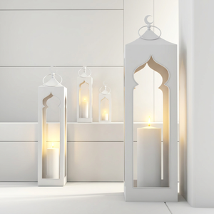 Venta al por Mayor de Linternas de Metal con Forma de Mezquita en Color Blanco para Decoración de Fiestas de Ramadán e Iftar - Product Image 4