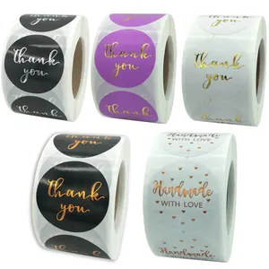 Custom personalized Gold Foil Luxury Thank You Stickers Labels Packaging Food for small businesses