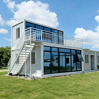 Maison conteneur en verre préfabriquée portable à double vitrage, à installation rapide et à isolation thermique, pour le camping