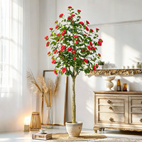 Plante artificielle de rose rouge en pot, arbre de rose artificiel de haute qualité, écologique, décoration intérieure persistante pour mariage, Noël, salon