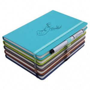 Elastic Band A5 Hardcover Pu Leather Thread Sewing Logo Custom Color & Artwork <b>Planner</b> <b>Notebook</b> - Product Image 1