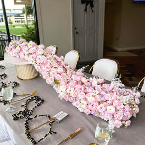 Camino de Mesa Romántico Hecho a Mano con Flores Artificiales de Seda Moderna en Color Rosa, de 30-70 cm de Ancho, Ecológico para Decoración de Bodas - Product Image 6