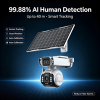 Caméra solaire 4G/WiFi OEM ODM à double objectif AOV, sécurité extérieure 4MP, audio bidirectionnel, vision nocturne, détection de mouvement humain, panoramique/inclinaison, carte SD Cloud