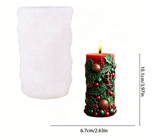 Moules en silicone personnalisés pour bougies cylindriques de Noël en relief 3D, Père Noël, Bonhomme de neige, baies de <span class=keywords><strong>houx</strong></span>, moules à bougies en résine, OEM ODM, vente en gros - Product Image 3