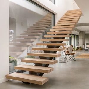 <span class=keywords><strong>Escalera</strong></span> Interior Moderna de Madera Sólida con Barandilla de Vidrio para <span class=keywords><strong>Viga</strong></span> <span class=keywords><strong>Central</strong></span> Única, <span class=keywords><strong>Precio</strong></span> Directo de Fábrica, Tamaño y Color Personalizables - Product Image 2