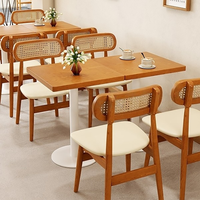 Vente directe d'usine, mobilier de restaurant, chaise en rotin en bois massif, fast-food, café, hôtel, ensembles de tables et chaises de salle à manger