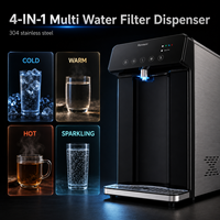 Distributeur d'eau gazeuse intelligent électrique avec fonctions eau chaude, eau froide et glace, chauffage et refroidissement instantanés, purificateur RO, en acier inoxydable, pour usage domestique