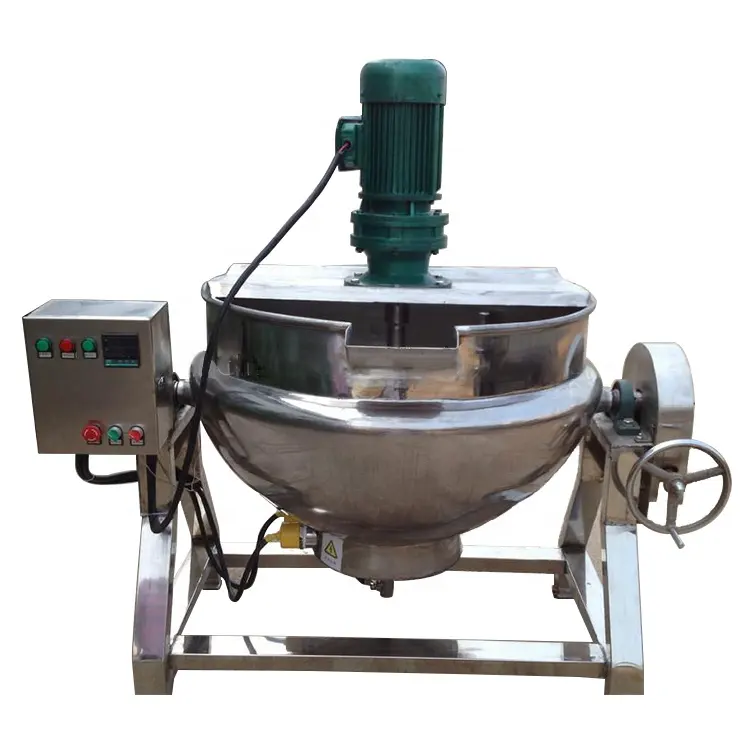 Industrial Garri Processing Plant Machinery 50l To 500l Gas Electric Steam Type Garri Fryer Jacketed Cooking Kettle With Mixer