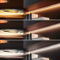 Bande LED COB 24V DC de l'usine SXZM, haute densité 384 LED/m, éclairage ultra-fin 5mm sans points lumineux pour le bricolage