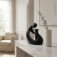 3D-Gedruckte Abstrakte Menschen- und Katzen-Skulptur - Minimalistische Moderne Haustierliebhaber-Statue - Kreative Heim- und Büro-Schreibtisch-Dekoration Kunstgeschenk
