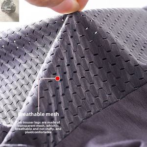 Calzoncillos bóxer de malla sin costuras de seda helada para hombre, cómodos, transpirables, con logo tejido en la cintura, de tiro medio, nueva ropa interior sexy. - Product Image 3