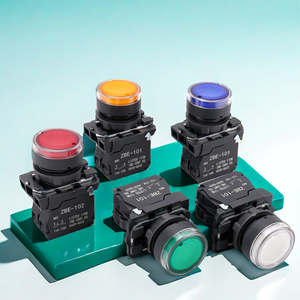 XB5 22mm LED botón autoblocante redondo plano azul amarillo verde rojo blanco momentáneo interruptores de botón de plástico con luz - Product Image 1