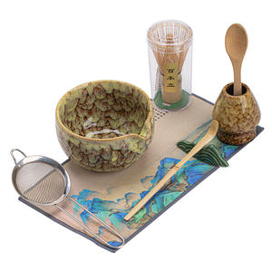 Ensemble de cérémonie du thé classique de la dynastie Song huit pièces en céramique de couleur assortie au four 500ml bol à thé Matcha fouet support cent livres - Product Image 5