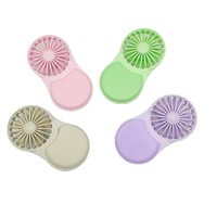 Ventilateur portable pliable USB à trois vitesses en plastique, idéal pour l'été, avec miroir de maquillage intégré