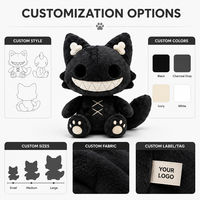 Peluche chat souriant foncé personnalisée, directement de l'usine, en coton PP, tissu super doux, pour anniversaire et anti-stress - OEM/ODM, marque privée, vente en gros