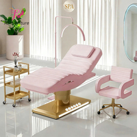 Lit de massage électrique de luxe pour salon de beauté, avec base incurvée pour extensions de cils, LED et 3 moteurs, idéal pour soins du visage et spa