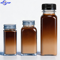 Bouteilles en plastique PET carrées de 100 ml, 250 ml, 350 ml, 400 ml, 500 ml, 1 L pour jus, boissons gazeuses, lait, emballage de bubble tea