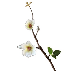 Mini-branche de magnolia artificielle en soie, style chinois, réaliste, pour décoration zen, salon, entrée, table à manger, accessoire photo - Product Image 5
